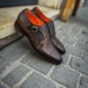 Santoni Double Buckle Flexi Dark Brown