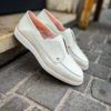 Santoni Mocassin Blanc en Cuir
