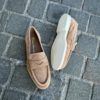 Santoni Mocassin Veau Velours Beige – Image 3