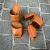Santoni Two Straps High Heel Cognac - Image 3