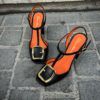Santoni Sling Back High Heel Black - Image 4