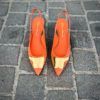 Santoni Escarpins Daim Orange Avec Boucle