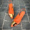 Santoni Escarpins Daim Orange Avec Boucle – Image 3