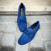 Santoni Moccasin Navy Suede - Image 3
