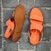 Santoni Flat Orange Suede Sandals - Image 5