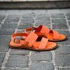 Santoni Flat Orange Suede Sandals - Image 3