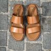 Santoni Flat Cognac Sandals