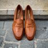 Santoni Cognac Leather Mocassin
