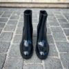 Santoni Black Chelsea High Heel Boot