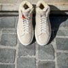 Santoni High Top Beige Leather Trainer
