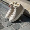 Santoni High Top Beige Leather Trainer - Image 2