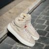 Santoni High Top Beige Leather Trainer - Image 3