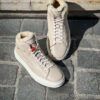 Santoni High Top Beige Leather Trainer - Image 4