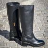 Santoni High Black Leather Boot – Bild 5