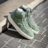 Santoni High Top Light Green Suede Trainer