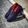 Santoni Mocassin Veau Velours Marine – Image 4