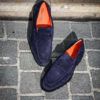 Santoni Mocassin Veau Velours Marine – Image 3