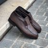 Santoni Slip On Bottine Fourré Cuir Marron