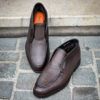 Santoni Slip On Bottine Fourré Cuir Marron – Image 3