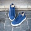 Santoni Easy Trainer Blue Suede - Image 4