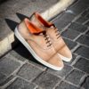 Santoni Casual Toe Cap Beige Suede