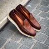 Santoni Chesnut Patine Mocc