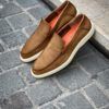 Santoni Slip On Mocassin Veau Velours Camel – Image 4