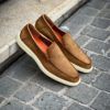 Santoni Slip On Mocassin Veau Velours Camel
