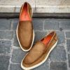 Santoni Slip On Mocassin Veau Velours Camel – Image 3