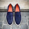 Santoni Slip On Loafer Navy Suede – Image 5