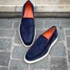 Santoni Slip On Loafer Navy Suede – Image 3