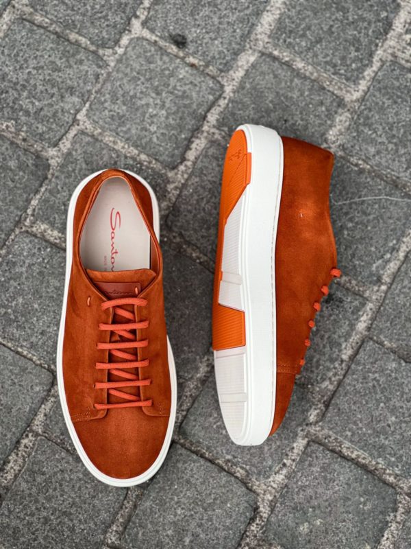 Santoni Femme Basket Veau Velours Orange – Image 3