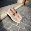 Santoni Apron Beige Suede Mocassin