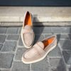 Santoni Apron Beige Suede Mocassin – Bild 3