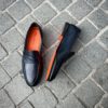 Santoni Navy Leather Mocassin - Image 4
