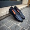 Santoni Navy Leather Mocassin