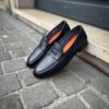 Santoni Navy Leather Mocassin - Image 3