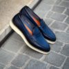 Santoni Mocassin Cuir Patiné Marine