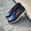 Santoni Mocassin Cuir Patiné Marine – Image 4