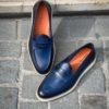 Santoni Mocassin Cuir Patiné Marine – Image 3