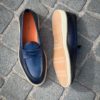 Santoni Mocassin Cuir Patiné Marine – Image 2