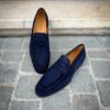 Magnanni Navy Suede Mocassin Rubber Sole - Image 3