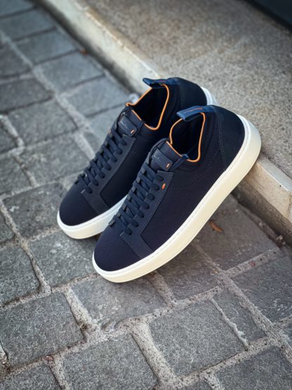 Santoni Easy Trainer Navy Suede - Image 4