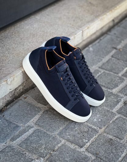 Santoni Basket /Chaussette Bleu Marine Daim