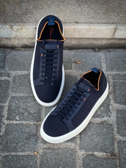 Santoni Easy Trainer Navy Suede - Image 3