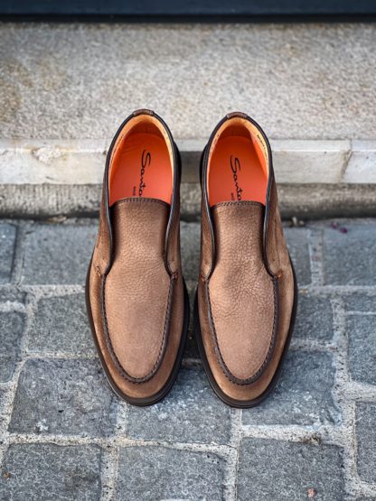 Santoni Slip On Bottine Daim Marron Foncé – Image 5