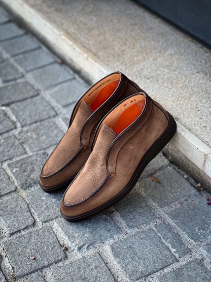 Santoni Slip On Bottine Daim Marron Foncé – Image 4