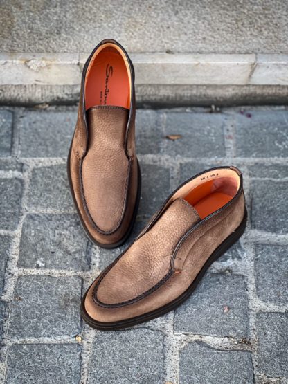 Santoni Slip On Boot Dark Brown Suede - Image 3