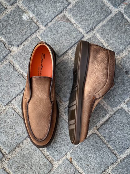 Santoni Slip On Bottine Daim Marron Foncé – Image 2