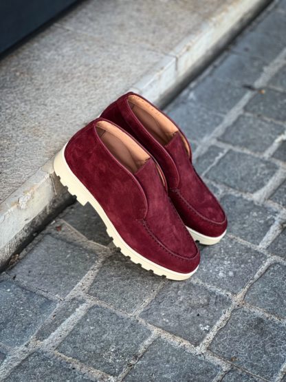 Santoni Slip On Boot Bordeaux Suede - Image 5